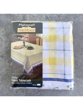 Pfaltzgraff Shelby Perennials Fabric Oblong Tablecloth Cotton 60”x102” Cottage